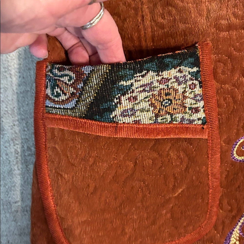 HANDMADE GUATEMALAN EMBROIDERED PAISLY  CORDUROY QUILTED DRESS JACKET SZ 4 - Picture 7 of 12